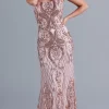 Pink Formal Dress With Sequin Design F2236