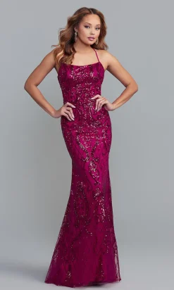 Pink Formal Dress With Sequin Design F2236
