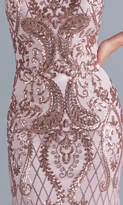 Pink Formal Dress With Sequin Design F2236