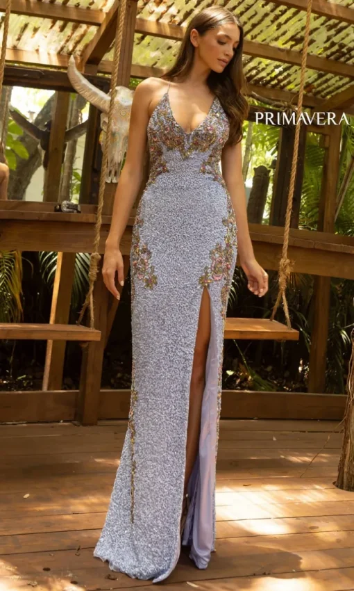 Primavera Ornate Long Sequin Formal Dress 3211