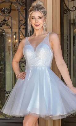 Sequin-Bodice Glitter Short Prom Dress