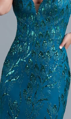 Sequin-Tulle Strappy-Back Long Formal Dress