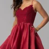 Short Lace-Applique-Bodice A-Line Homecoming Dress