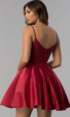 Short Lace-Applique-Bodice A-Line Homecoming Dress