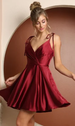 Shoulder-Tie Short Simple Homecoming Dress