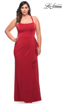 Side Drape La Femme Long Plus-Size Formal Dress