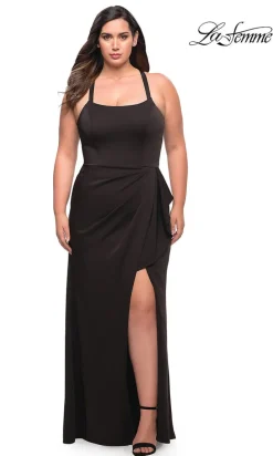 Side Drape La Femme Long Plus-Size Formal Dress