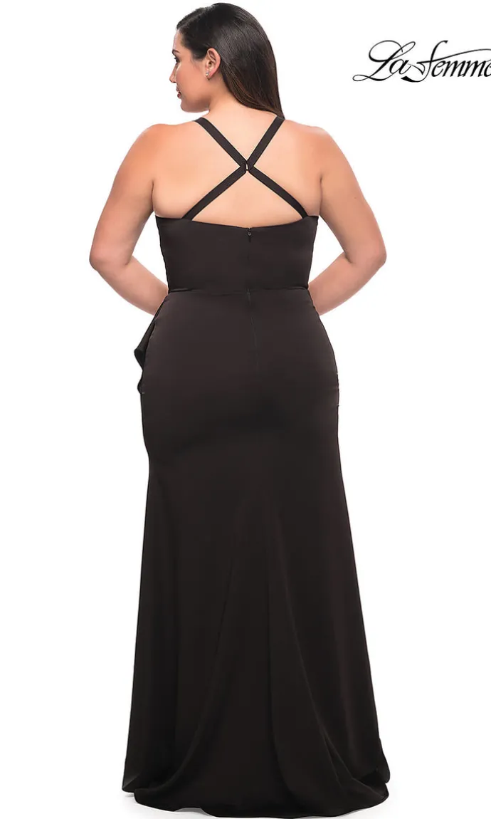 Side Drape La Femme Long Plus-Size Formal Dress