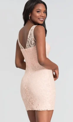 Sleeveless Semi-Formal Short Lace Cocktail Dress