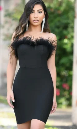 Sochi by Velvi Feather Cocktail Dress