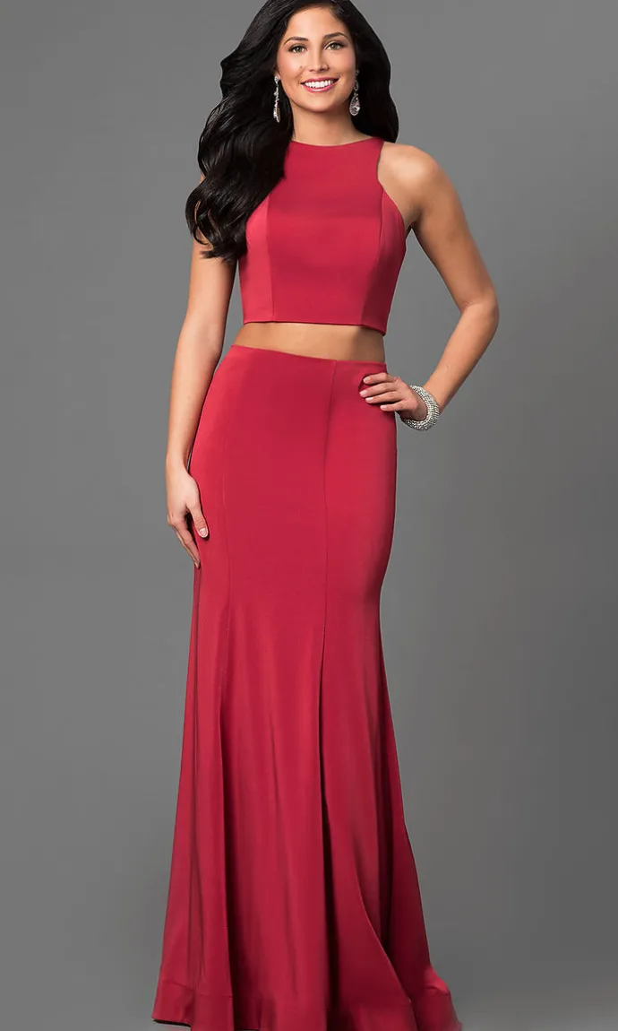 Two Piece La Femme Prom Dress with an Open Back