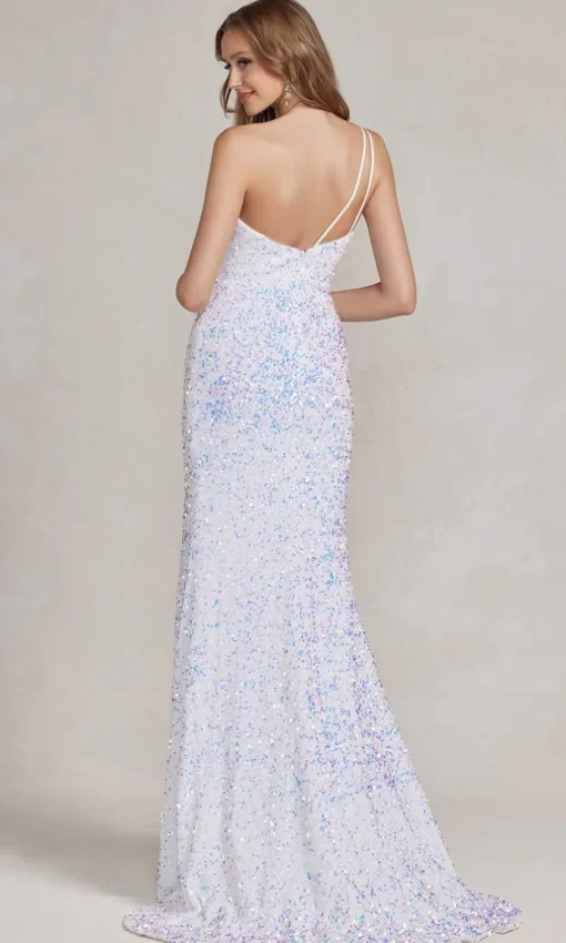 Velvet Sequin One-Shoulder Long Gown R1202