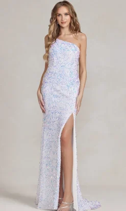 Velvet Sequin One-Shoulder Long Gown R1202